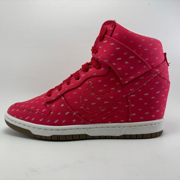 NIKE “Dunk Sky Hi Print “Hyper Red” Sneaker Heels Women’s Size 8.5 - Picture 1 of 12
